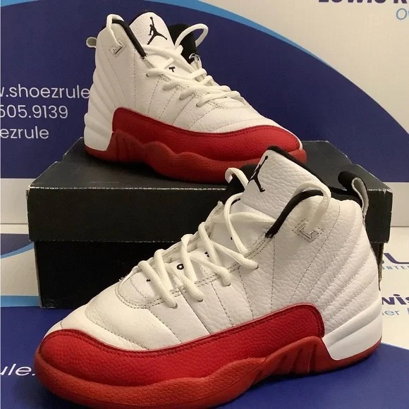 Air Jordan 12 Cherry Kids Size 3y - Picture 6 of 9